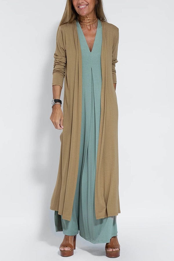 Anaya™ | Elegant Long Dress with Matching Cardigan