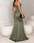 ALESSIA™ | One-shoulder Solid Colour Slit Dress