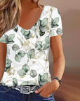 AUBREY™ | Casual T-Shirt With Leaf Print